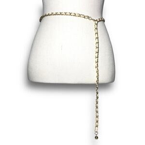 Gold White Chainlink Statement Belt Career Evening Dangling Charm Adjustable